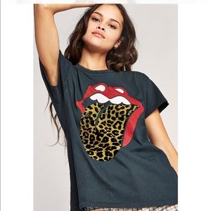 Daydreamer Rolling Stones Flocked Leopard Tongue Tour Tee